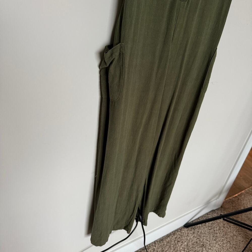 Petal & Pup Womens Archie 100% Linen Jumpsuit 8 Green Minimalist Lagenlook Boho - Picture 4 of 9